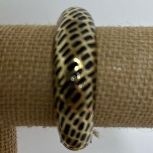 Gold and Black Enameled Hinge Bracelet